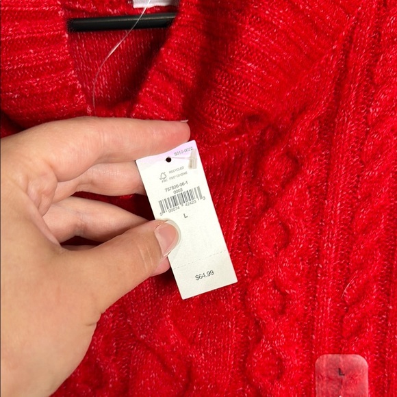 NWT GAP Red Cowl mock turtle Neck Sweater Cozy Soft Knit Size L - Picture 5 of 7